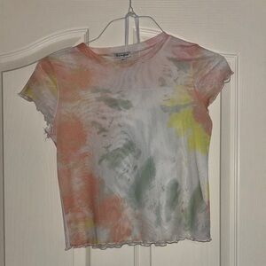 Sheer Multicolor Tie-Dye Top - size M